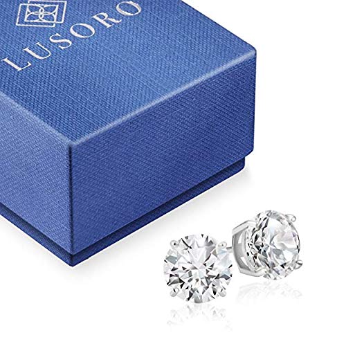 Product Cover Lusoro Sterling Silver Round Cut AAA Cubic Zirconia Stud Earrings - 3 Carat Total Weight CZ