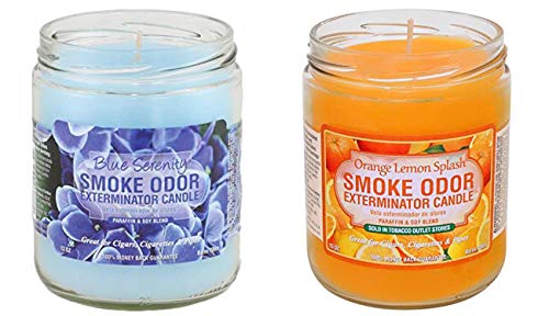 Product Cover Smoke Odor Exterminator 13 Oz Jar Candle, Blue Serenity Orange Lemon Splash 13 Oz