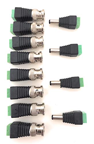 Product Cover Zysk Set of Bnc Connectors Screw Type (Green) X 8 Pieces and Dc Connectors Screw Type (Green) X 4 Pieces for CCTV Camera Dvr