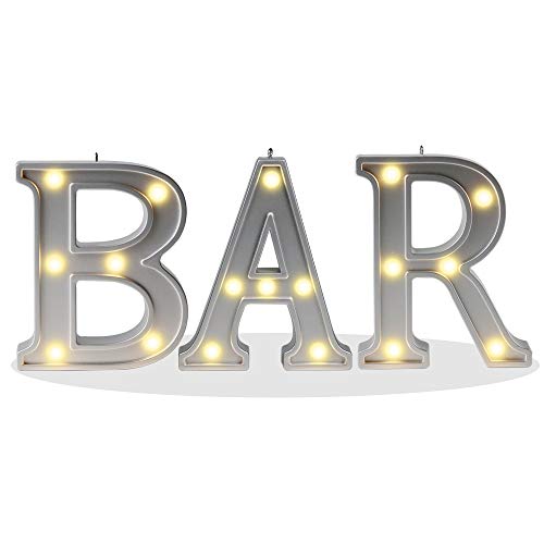 Product Cover DELICORE Decorative Illuminated BAR Marquee Word Sign (Silver Color 4.21