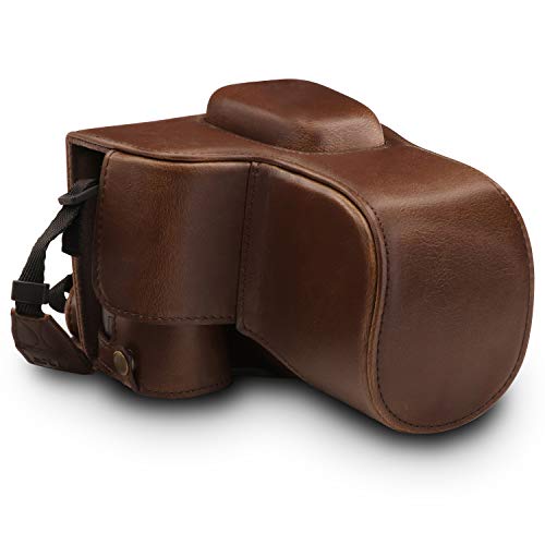 Product Cover Megagear MG1536 Nikon D3500 Ever Ready Leather Camera Case and Strap - Dark Brown
