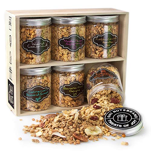 Product Cover Oh! Nuts Healthy Granola Gift Baskets, 6 Variety Christmas Basket of Gourmet Toasted Oats & Nut, Birthday Gifts for Women, Men & Family, High Protein Keto Breakfast Snack Box, Holiday, Valentines Day