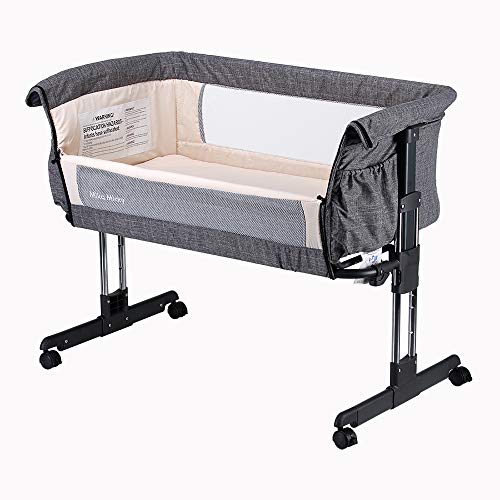 Product Cover Mika Micky Bedside Sleeper Easy Folding Portable Crib,Grey