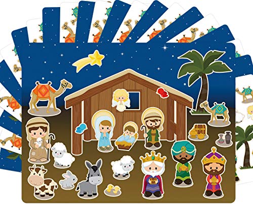 Product Cover ceiba tree Nativity Stickers 12 Sets Make-A-Nativity Scene Sticker for Christmas Crafts School Supply VBS Classroom Activity