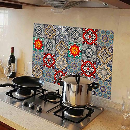 Product Cover WallDesign Kitchen Protection Anti-Mark Oil Proof Easy Clean Plastic Wall Stickers Mosaic Tiles Design (PVC Vinyl, 76 cm x 50 cm)