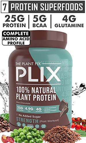 Product Cover Plix Strength Vegan Post Workout Plant Protein, Chocolate Flavour, Antioxidants, Digestive Enzymes, 25 Grams Plant Protein (2 KG, 60 Servings)