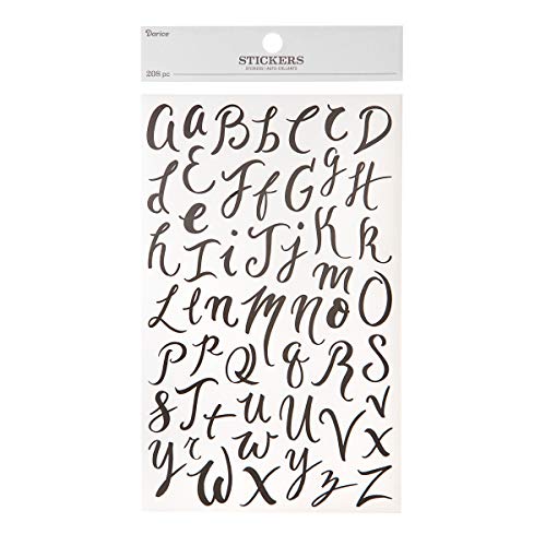 Product Cover Darice 30052977 Small Handwriting Font Letter Stickers: Black, 208 pc
