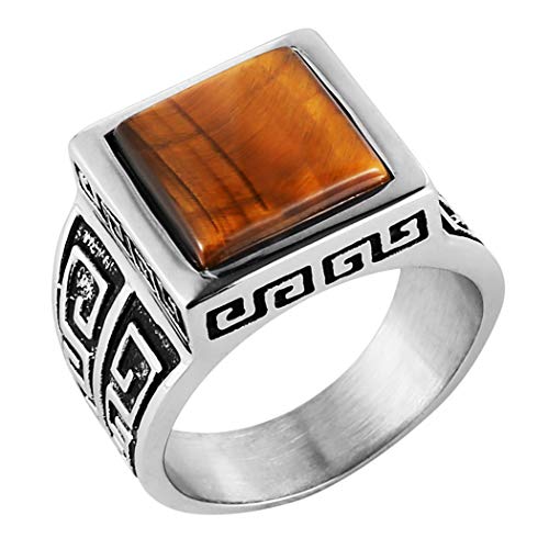Product Cover HZMAN Men's Vintage Brown Tiger's Eye Ring Stainless Steel Band
