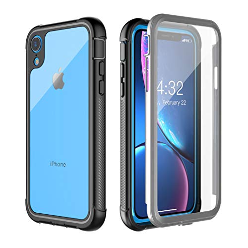 Product Cover Pakoyi Designed for iPhone XR Case, Clear Full Body Bumper Case with Built-in Screen Protector Slim Clear Shock-Absorbing Dustproof Lightweight Cover Case for iPhone XR (6.1 Inch)