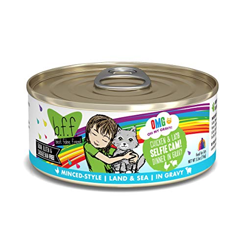 Product Cover Weruva B.F.F. Omg - Best Feline Friend Oh My Gravy! Grain-Free Wet Cat Food Cans, Selfie Cam! Chicken & Lamb, 5.5-Ounce Can (Pack of 8)