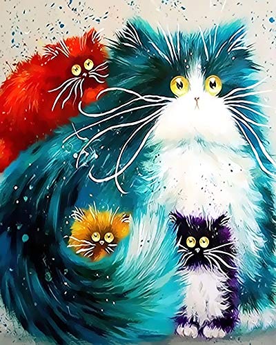 Product Cover Newsight DIY Oil Painting Paintworks Paint by Number for Kids and Adults (16 by 20inch Four Color cat)