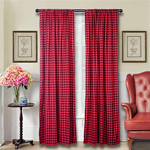 Product Cover LGHome Buffalo Plaid Curtains Gingham/Check Pattern Panels, Set of 2, Black and Red, 53x84inch