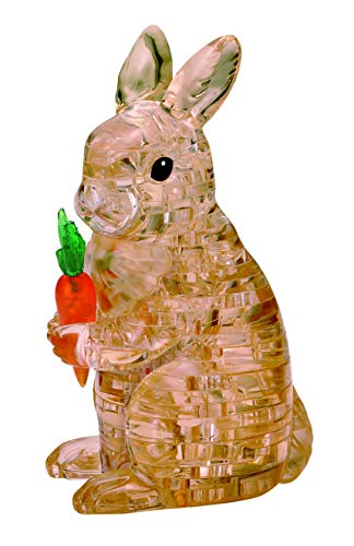 Product Cover BePuzzled Original 3D Crystal Jigsaw Puzzle - Rabbit with Carrot Animal Assembly Brain Teaser, Fun Model Toy Gift Decoration for Adults & Kids Age 12 & Up, 43Piece (Level 1)