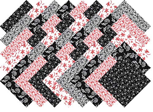 Product Cover Red Black and White Collection 40 Precut 5-inch Quilting Fabric Charm Squares