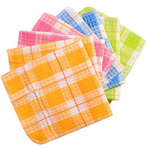 Product Cover Lifaith Kitchen Dish Cloths 100% Cotton Tea Towels, Soft and Absorbent, Everyday Kitchen Basic, Machine Washable Kitchen Dishcloths 13 x 13 Inch Set of 8 Multi Colors