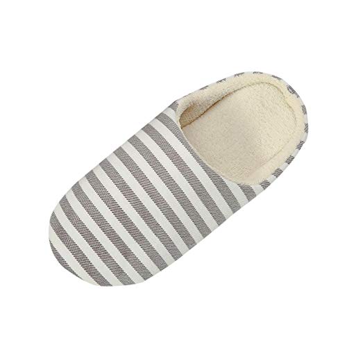 Product Cover Gyoume Men Women Striped Slipper Indoors Anti-Slip Winter House Shoes Home Keep Warm Slippers Shoes Flats