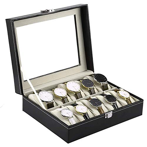 Product Cover Styleys Wrist Watch Organizer case kit -10 Pcs Watch Box (10-Slot Black)