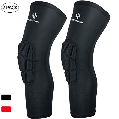 Product Cover HOPEFORTH Knee Padded 2 Pack Compression Leg Sleeve Thigh Guard Sports Protective Gear Brace Support for Football Basketball Volleyball Softball Tennis Youth Kids Adult