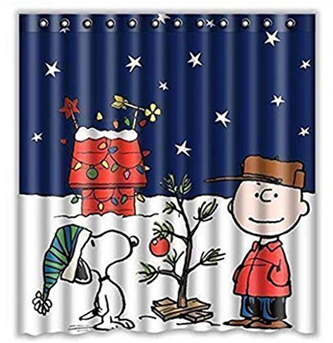 Product Cover Charlie Brown & Snoopy Print Shower Curtain 66x72inch, Bathroom Shower Curtain, Waterproof Shower Curtain with 10 Hooks