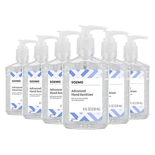Product Cover Amazon Brand - Solimo Hand Sanitizer with Vitamin E, 8 Fl Oz (Pack of 6)