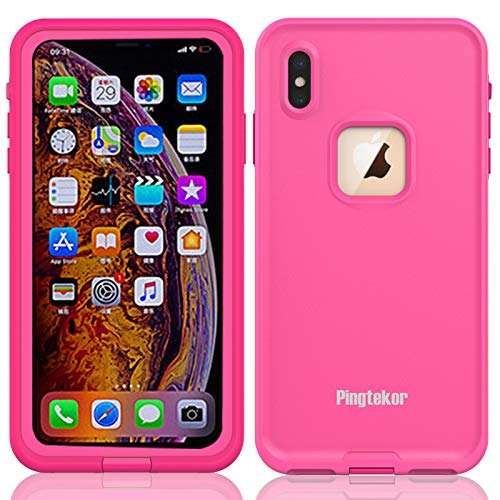 Product Cover PINGTEKOR Waterproof iPhone Xs Max Case, Rugged Heavy Duty Wireless Charging Full Body Protective with Built-in Screen Protector Clear Case for iPhone Xs Max Case (Pink)-Retail Packaging