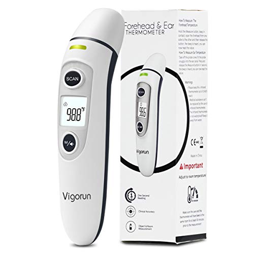 Product Cover 【New Version】Vigorun Medical Forehead and Ear Thermometer, Digital Infrared Temporal Thermometer for Fever, Instant Accurate Reading for Baby Kids and Adults