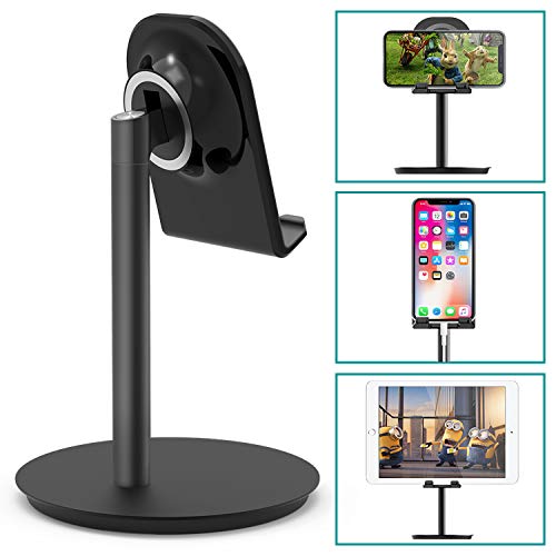 Product Cover Klearlook Cell Phone Stand, Angle Adjustable Desk Stand Holder Compatible for iPhone Galaxy Phone Tablet Smartphone Stand (Black)