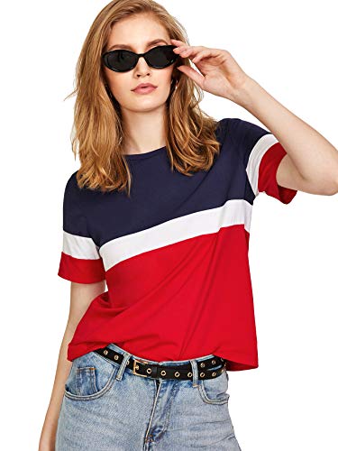 Product Cover FreshTrend Blue White Red Cotton Round Neck Tshirt for Women