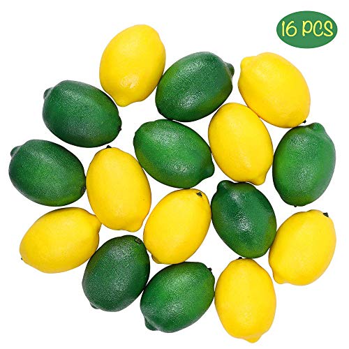 Product Cover CEWOR 16pcs Fake Fruit Lifelike Lemons Simulation Lemon Artificial Fruit Decorations for Home House Kitchen Party Decoration (Green and Yellow)