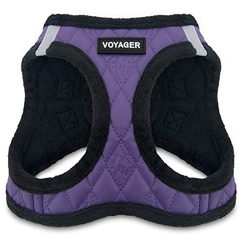 Product Cover Voyager Step-In Plush Dog Harness - Soft Plush, Step in Vest Harness for Small & Medium Dogs by Best Pet Supplies, Inc., Inc. - Purple Faux Leather, X-Large (Chest: 21