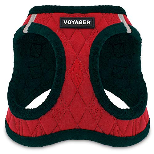Product Cover Voyager Step-In Plush Dog Harness - Soft Plush, Step in Vest Harness for Small & Dogs by Best Pet Supplies, Inc., Inc. - Red Plush, Medium (Chest: 16