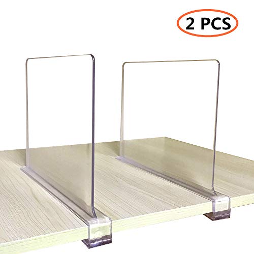 Product Cover CY craft Shelf Dividers for Closets, Clear Acrylic Shelf Divider for Wood Shelves and Clothes Organizer/Purses Separators Perfect for Kitchen Cabinets and Bedroom Organizer,2 Pieces