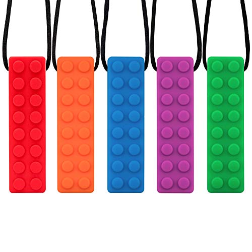Product Cover URlighting Sensory Chew Necklace (5 Pack) - Teether Necklace Toy, Strong Silicone Chewy Tool, Chewing Pendant for Boys  Girls with Autism, ADHD, SPD, Oral Motor Teething  Biting Needs