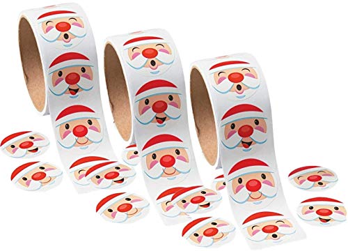 Product Cover Fun Express Christmas Holiday Santa Claus Face Stickers (300 Count)