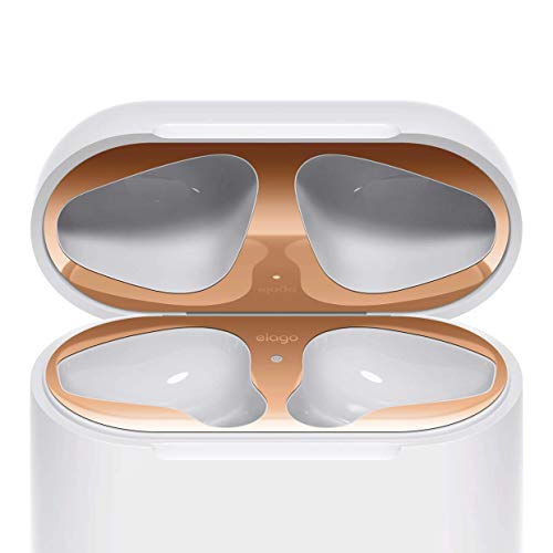 Product Cover elago Upgraded AirPods Dust Guard (Rose Gold, 2 Sets) - Dust-Proof Film, Luxurious Looking, Must Watch Easy Installation Video, Protect AirPods from Iron/Metal Shavings [US Patent Registered]