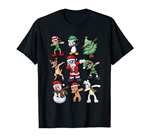 Product Cover Christmas Shirt for Kids Boys Dabbing Santa Elves Xmas Gift T-Shirt