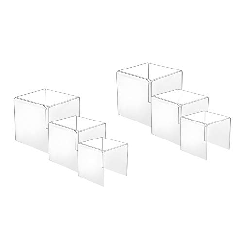 Product Cover HESIN 2 Sets Clear Acrylic Display Risers for Funko Lego POP Figures Cupcake Stand Hoder Shop Retail Bridge Rack 3inch,4inch,5inch (2 Set)