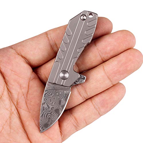 Product Cover Samior HY006 Small Damascus Pocket Flipper Knife, 1.3