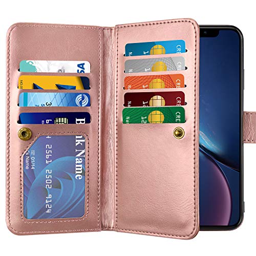 Product Cover Vofolen Case for iPhone XR Case Wallet Leather PU Flip Cover Folio Detachable Magnetic Slim Shell Dual Layer Heavy Duty Protective Bumper Armor + Wristband Card Holder for iPhone XR X-R 10R -Rose Gold