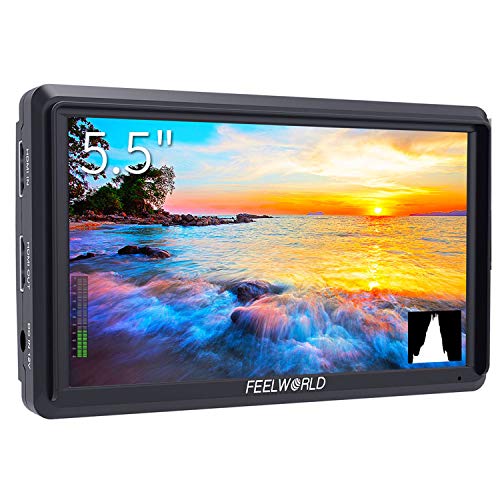 Product Cover FEELWORLD FW568 5.5 inch DSLR Camera Field Monitor Video Peaking Focus Assist Small Full HD 1920x1080 IPS with 4K HDMI 8.4V DC Input Output Include Tilt Arm