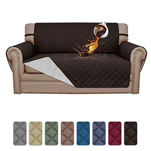 Product Cover Easy-Going Sofa Slipcover Loveseat Cover Waterproof Couch Cover Furniture Protector Sofa Cover Pets Covers Seamless Whole Piece Non-Slip Fabric Pets Kids Children Dog Cat (Loveseat, Chocolate)