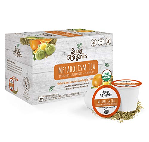 Product Cover Super Organics Metabolism Oolong Tea Pods With Superfoods & Probiotics | Keurig K-Cup Compatible | Weight & Metabolism, Slim Tea | USDA Certified Organic, Vegan, Non-GMO, Natural & Delicious Tea, 12ct