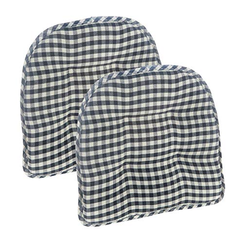 Product Cover Klear Vu Gingham Tufted No Slip Dining Chair Pad, Set of 2 Cushions, 16
