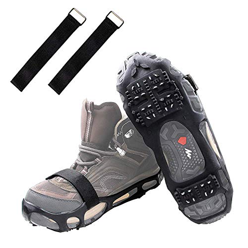 Product Cover Shaddock Fishing Ice Cleats Ice Crampons Snow Grippers, 24 Spikes Traction Cleats for Boots Shoes Men Women Kids Anti Slip Spike Shoes Stretch Footwear for Hiking Walking Mountaineering(Medium)