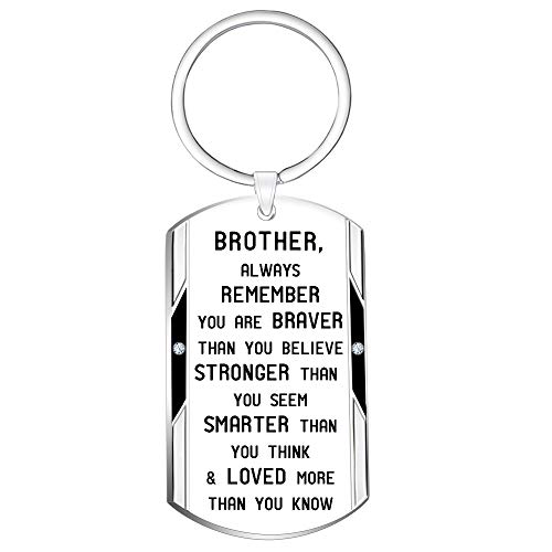 Product Cover Brother Inspirational Keychain Gift- Always Remember You are Braver Stronger Smarter