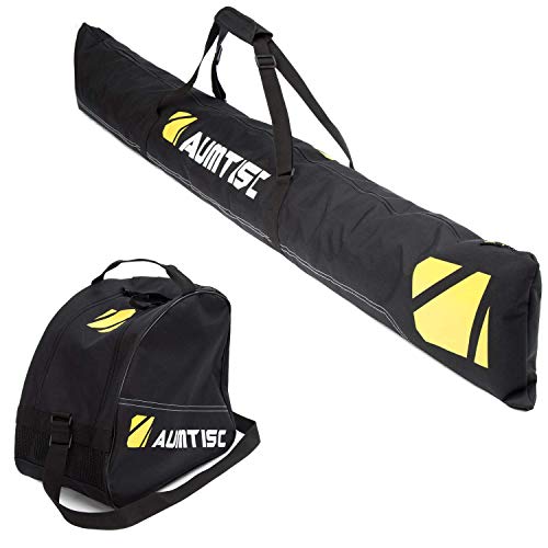 Product Cover AUMTISC Ski Bag and Boot Bag Combo & Padded for 1 Pair of Ski Boots Adjustable Length Ski Bag Up to 200cm