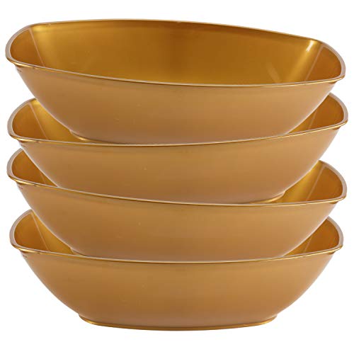Product Cover Set of 4 -Luau Plastic Contoured Serving Bowls, Party Snack or Salad Bowl, 80-Ounce, Gold