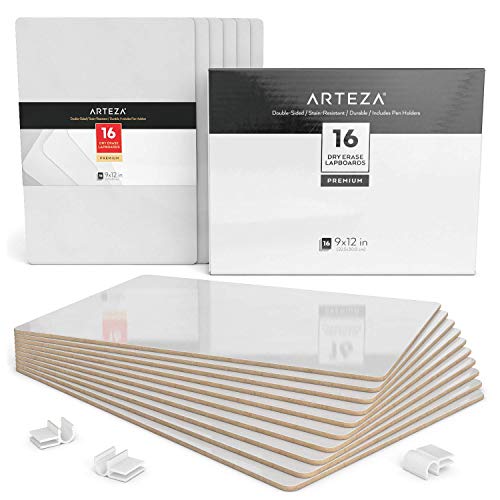 Product Cover ARTEZA Small White Board, Bulk Set of 16 Double Sided Dry Erase Lapboards 9x12 in Perfect for Teachers, Students, and Office Work