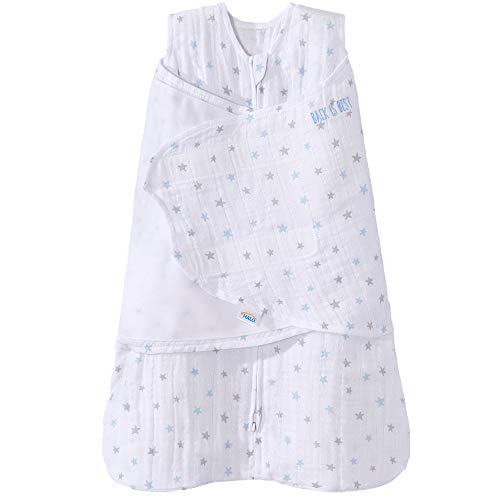 Product Cover Halo 100% Cotton Muslin Sleepsack Swaddle Wearable Blanket, Blue Stars, Small
