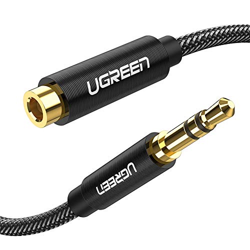 Product Cover UGREEN Headphone Extension Cable, 3.5mm Audio Male to Female Stereo Extension Adapter Nylon Braided Cord Compatible for iPhone, iPad, Smartphones, Headphones, Tablets, Media Players, Gold-Plated 3FT